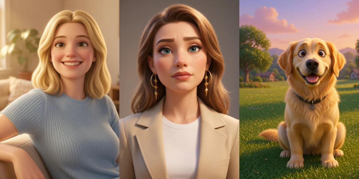 Examples of 2D images converted into dimensional 3D-style renders with lighting and depth